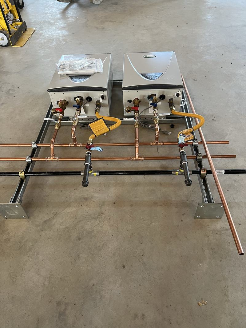 Copper manifold wall, cleanly run and labelled