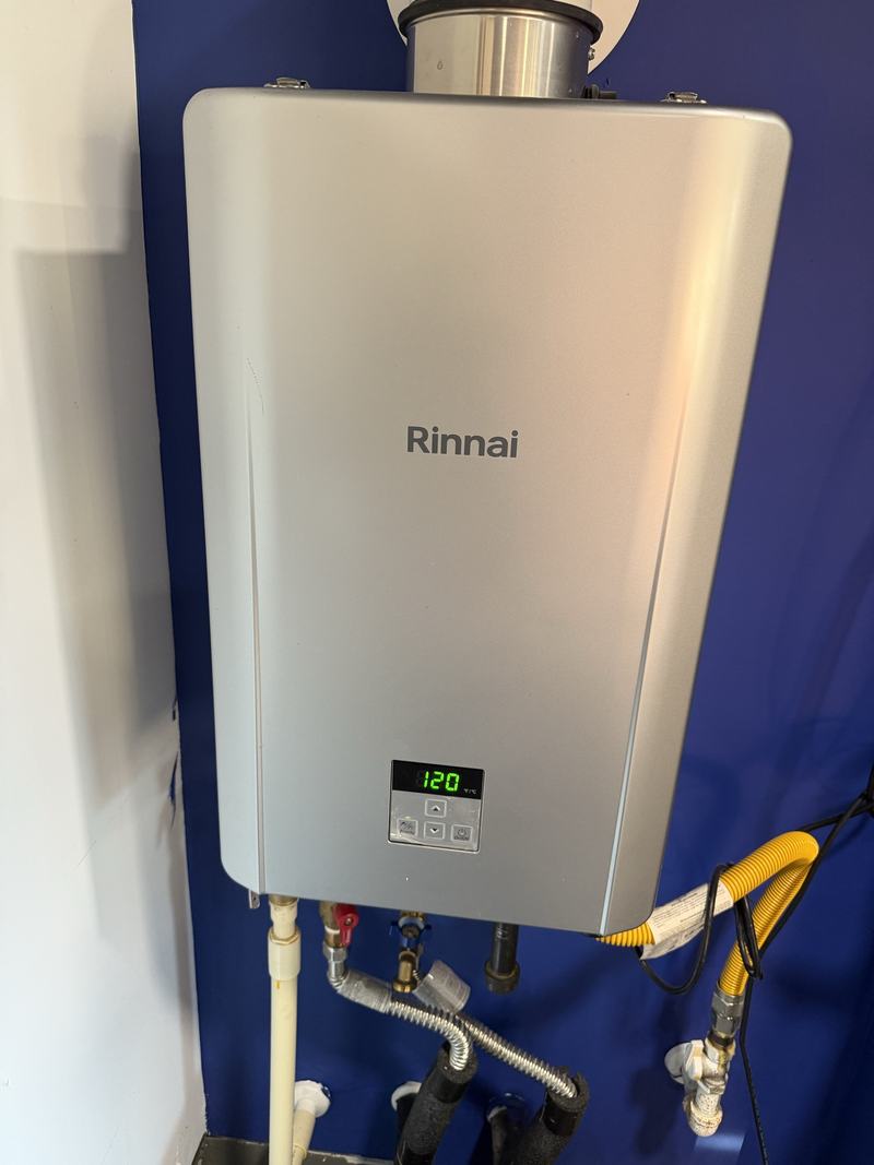 Rinnai tankless water heater installed and commissioned